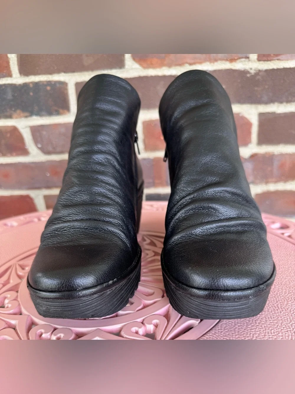 Fly London Women’s Size 10 Black Leather Wedge Ankle Boots/Booties
